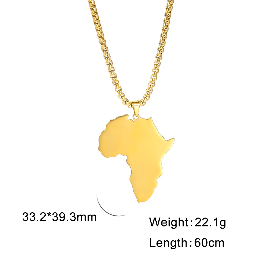 African Map Pendant Necklace